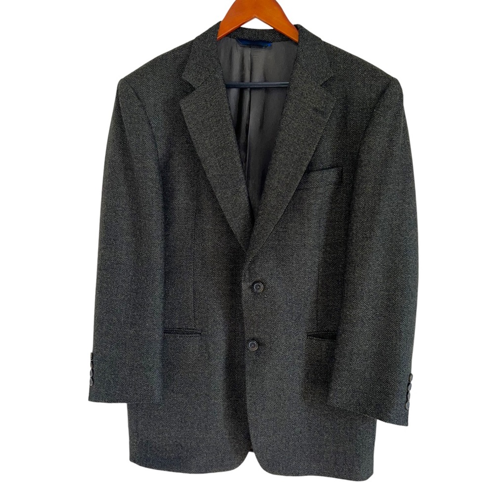 Burberry London Mens Olive Green Herringbone Kensington Wool Sport Coat 41 Reg